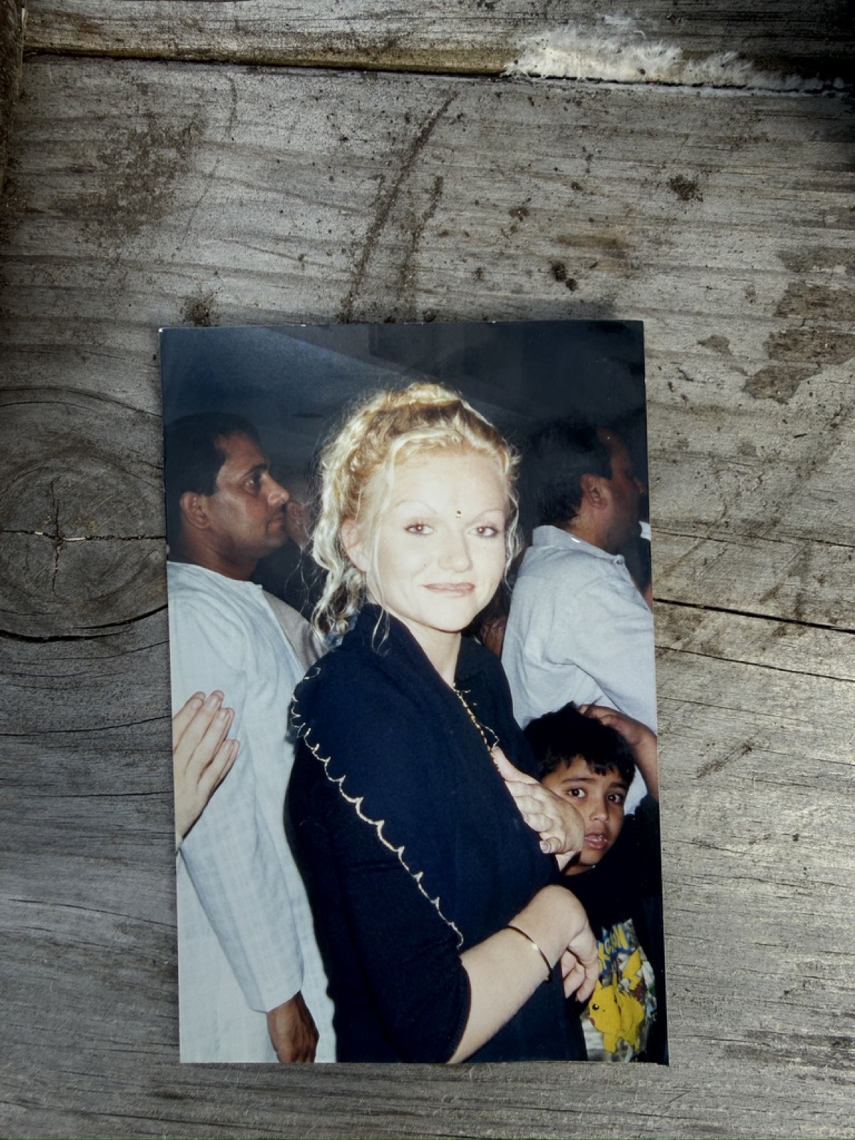 Alysha wearing a bindi, among the Hare Krishna community